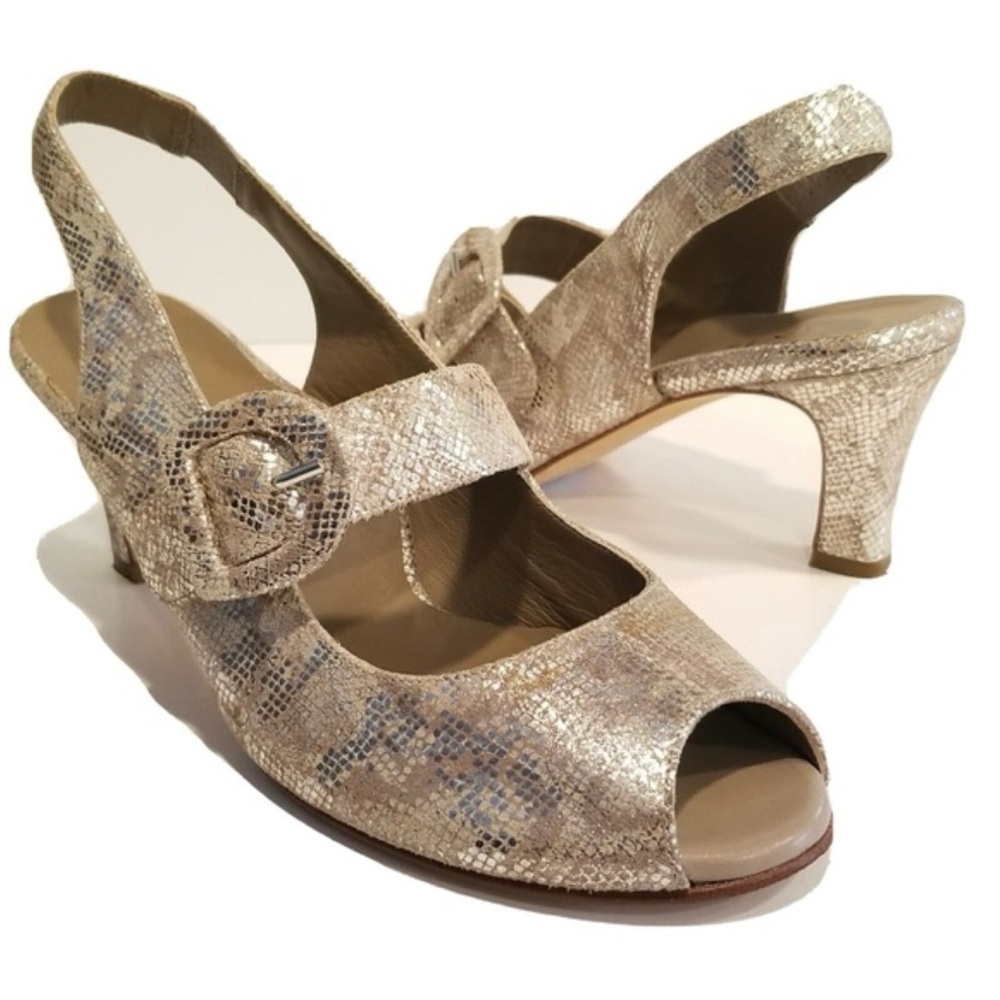 ANYI LU Tulip Mary Jane Heels Snake Print Made in Italy